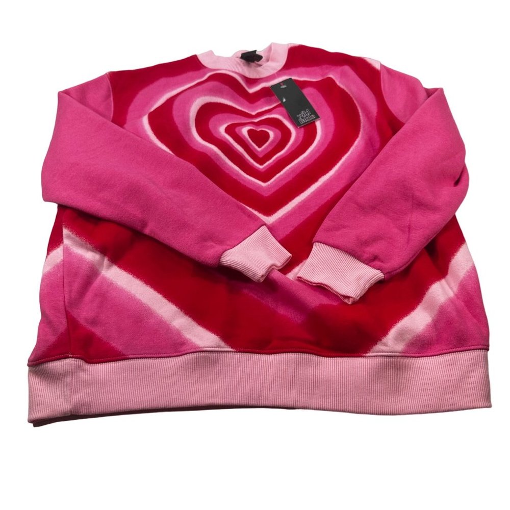 Wild Fable Women's Size XS Sweatshirt Long Sleeve Pink Red Hearts Front And Back
